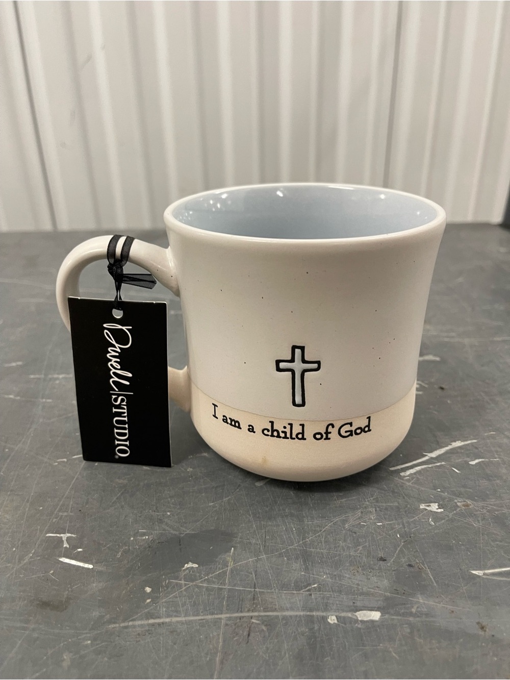 Dwell Studio stoneware I AM A CHILD OF GOD cross mug -  Brand New!